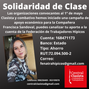 La Central Clasista solidariza y apoya a Francisca Sandoval